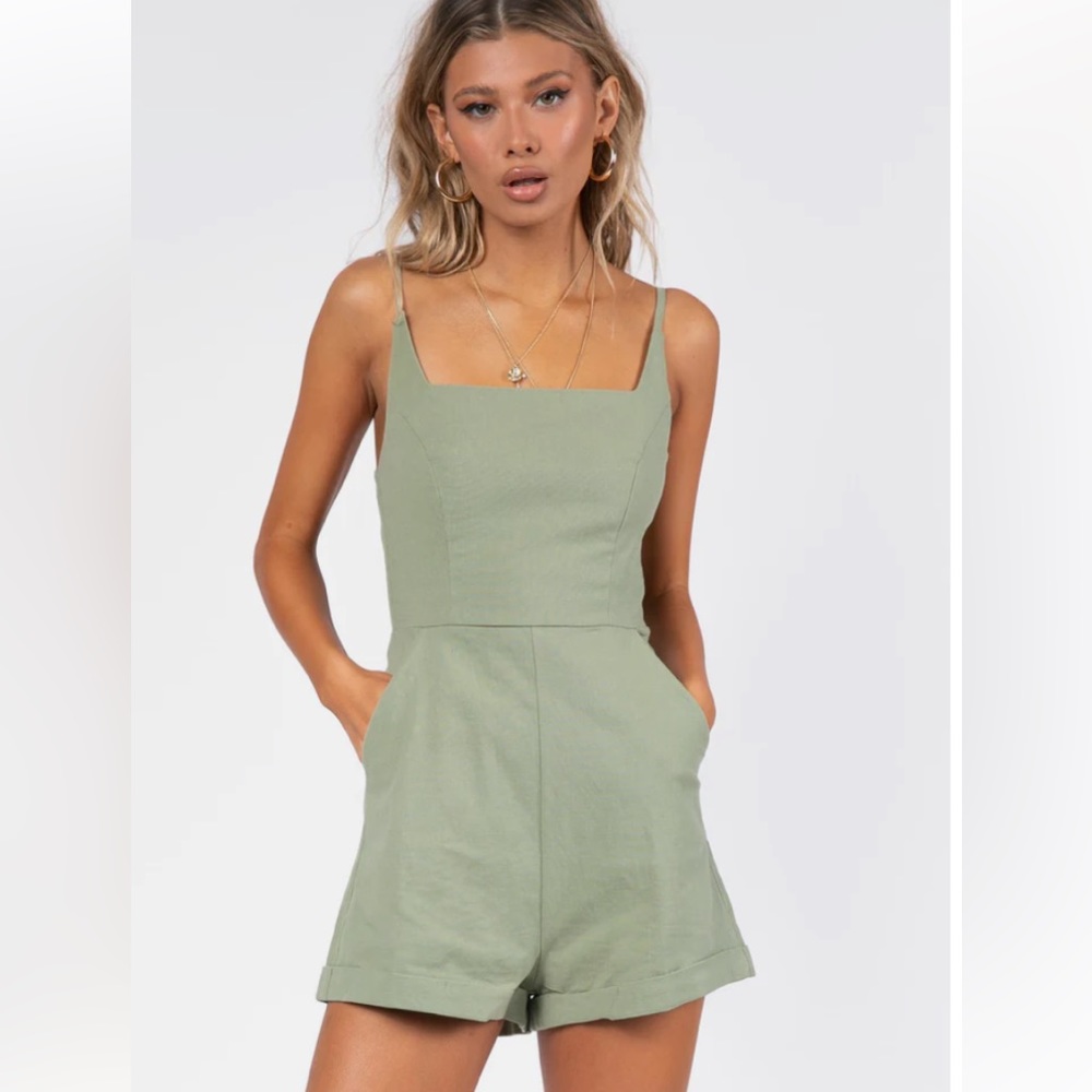 Princess Polly broken dreams green romper 4